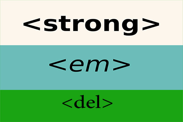 تگ strong ، تگ em و تگ del در html ایتالیک و برجسته