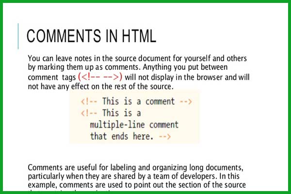 کامنت گذاری در html | تگ کامنت در HTML عنصر کامنت - سایت آموزی