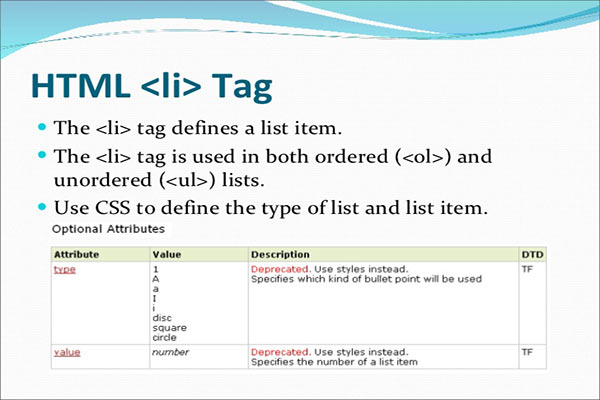 معرفی و کاربرد تگ li در HTML ایجاد آیتم های لیست - سایت آموزی
