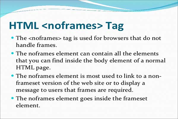 معرفی و کاربرد تگ noframes در HTML نمایش کد جایگزین - سایت آموزی